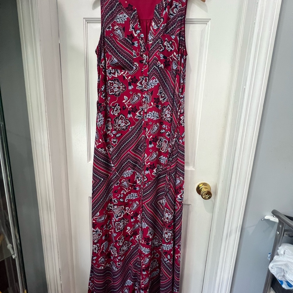 New York & Company Red Sleeveless V-Neck Sundress